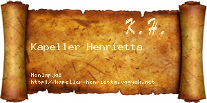 Kapeller Henrietta névjegykártya